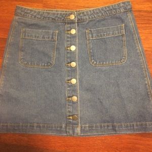 Button down denim skirt