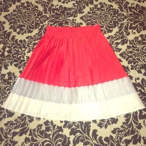Aqua Coral/Grey/White Pleated Skirt