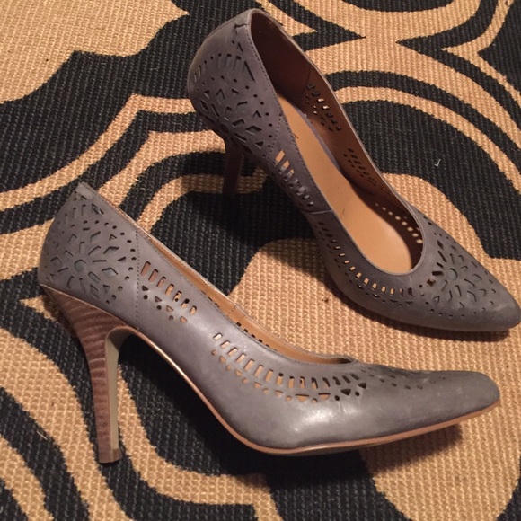 Gray heels stiletto cut out