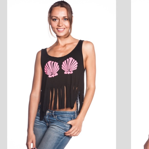 Mermaid Fringe Top in Black🇺🇸 - Picture 3 of 4