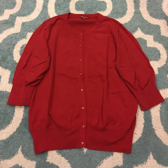 Red Merona branded cardigan.