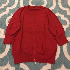 Red Merona branded cardigan.