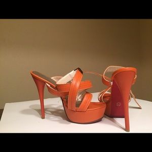 Orange strap platform sandals