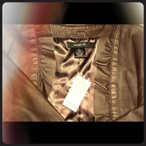 Brown leather cropped Arden B. Jacket NWT