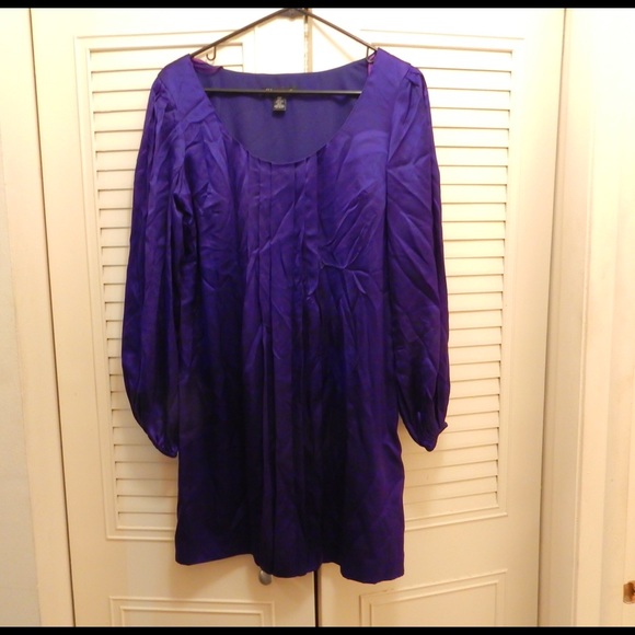 Purple/Blue long sleeve shift 100% silk!