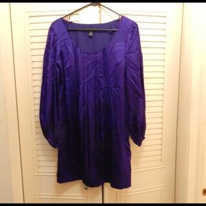 Purple/Blue long sleeve shift 100% silk!