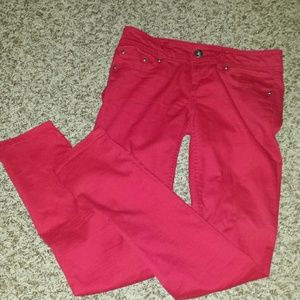 Red skinny jeans