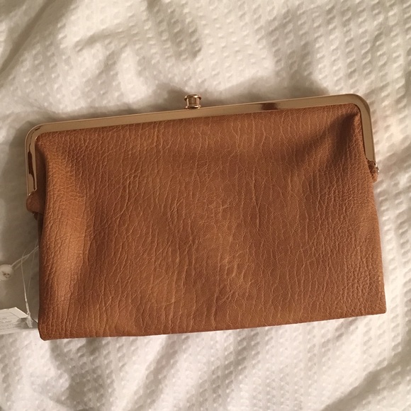 Brown fake leather clutch/wallet