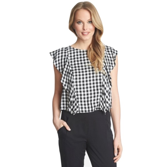 1 STATE Tops - 1.State Nordstrom Sz S Ruffle Gingham Blouse NWOT