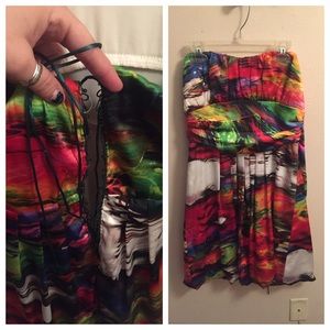 Multi-colored corseted strapless