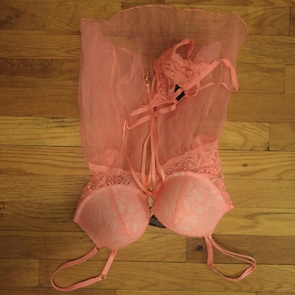 Hot pink sexy teddy set 34c