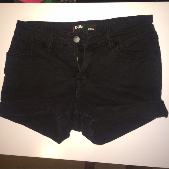 Faded black high waisted denim shorts
