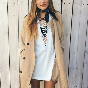 LF white lace up tee