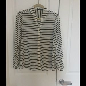 Limited ivory with black stripe button down