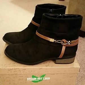 Black suede-like ankle boots