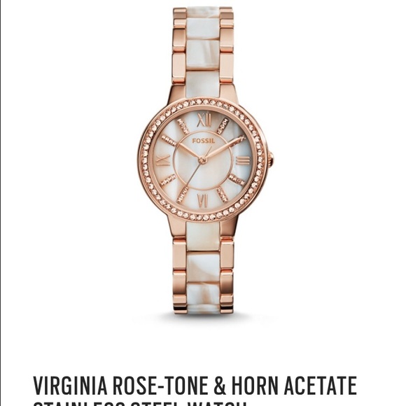 BRAND NEW Rose gold & horn fossil watch.