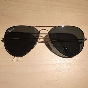 Ran-Ban Polarized Aviator Sunglasses Green/Metal