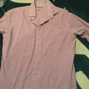 Mens redwhiteblu check express fitted dress shirt