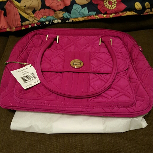 NWT Vera Bradley turn lock satchel in Magenta