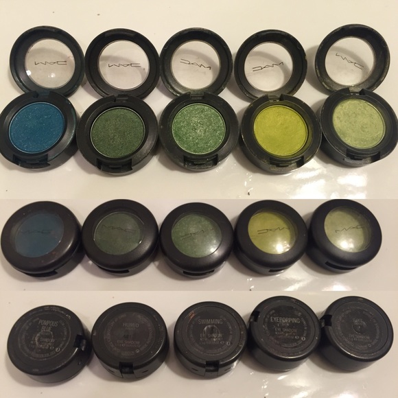 Lot of 5 MAC eyeshadows teal, green, blue hues