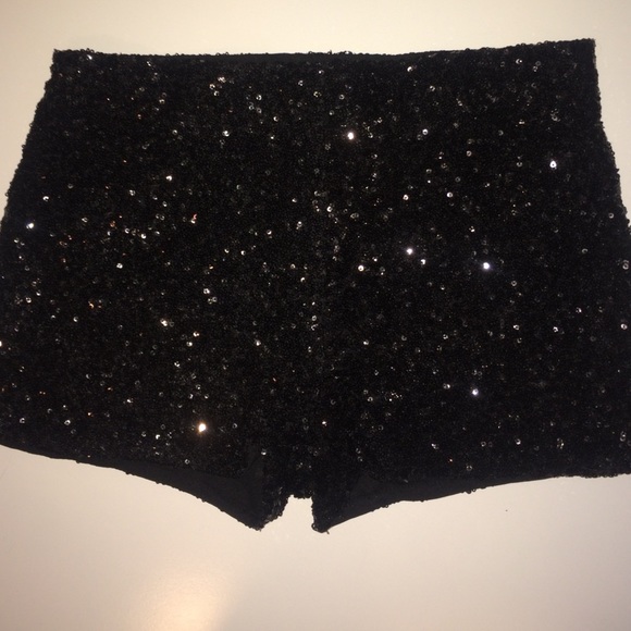 Black sequin shorts