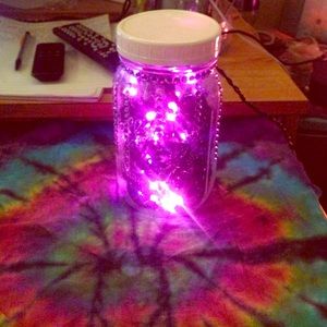 Decorative hand made mason jar vibes light