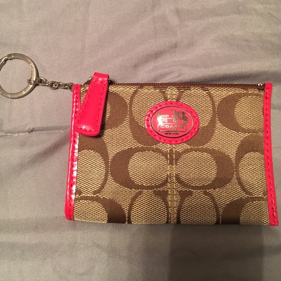 Coach Accessories - Coach Khaki/Watermelon color mini skinny