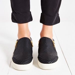 Ash snake embossed leather sneakers in black