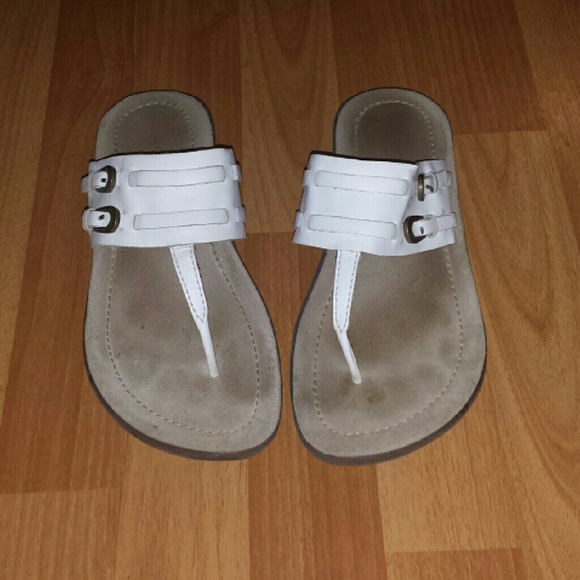 White sandals,  very comfortable.