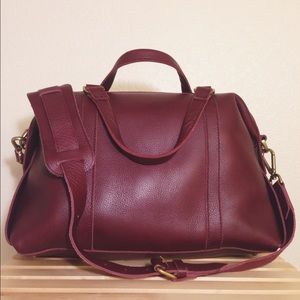 MADEWELL The Glasgow Satchel in Dark Cabernet