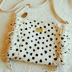 Betsey Johnson Fringe and Heart Crossbody Bag