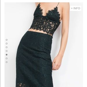 Zara lace top. Dark bottle green