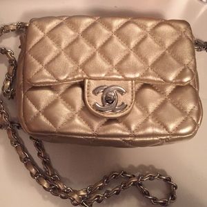 Gold clutch with chain strap