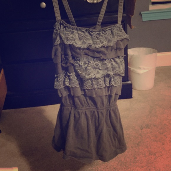 Grey lace summer blouse