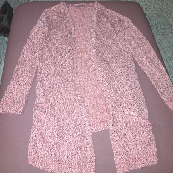 Sparkle and fade pink knit long cardigan