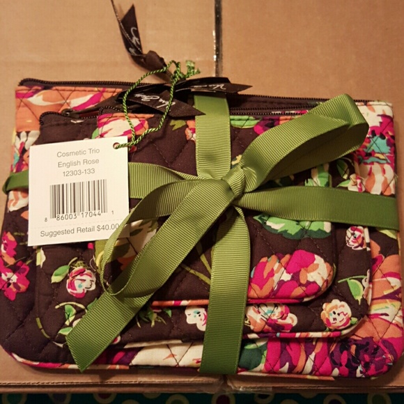 NWT Vera Bradley cosmetic trio in English Rose