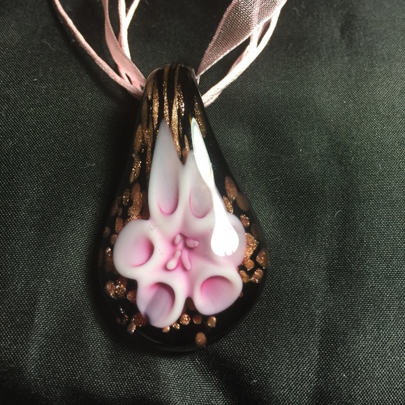 Accessories Glass Blown Necklace Unique Pink Ribbon Poshmark