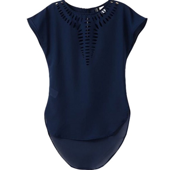 Navy Blue Chiffon Blouse
