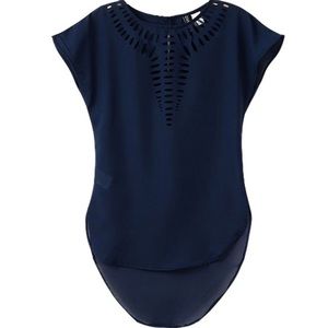 Navy Blue Chiffon Blouse