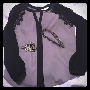New York & Company black and gray blouse