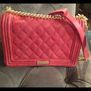 New red Matt Quilted BCBG Paris with gold chain