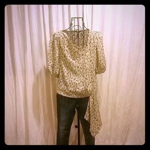 Silk bird print blouse from Anthropologie