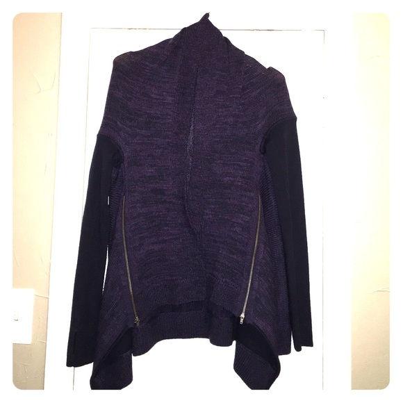 Thick, purple snap sweater