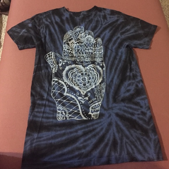 Urban outfitters blue +black tie dye hamsa tshirt