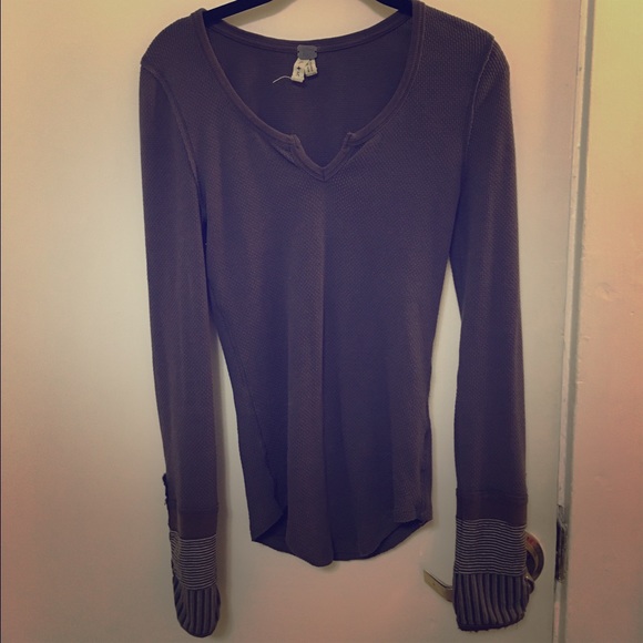 Free People Cuffed Thermal Top
