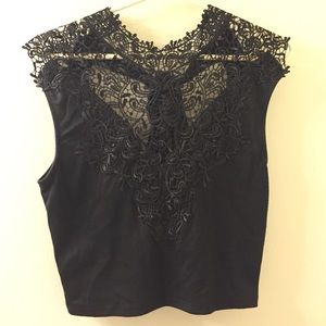 Black lace crop top