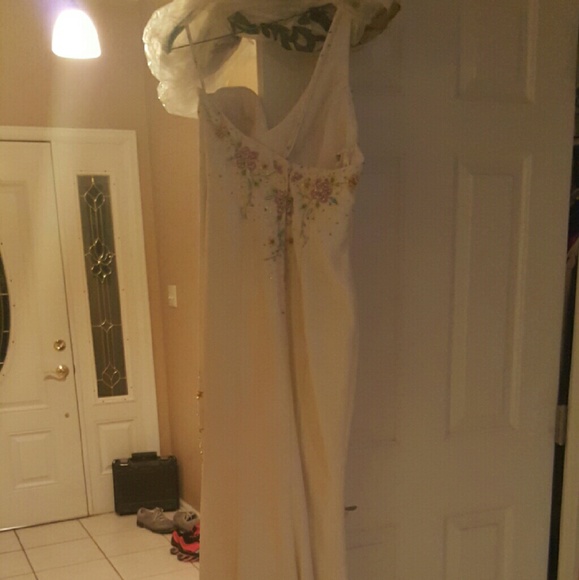 One strap white prom dress
