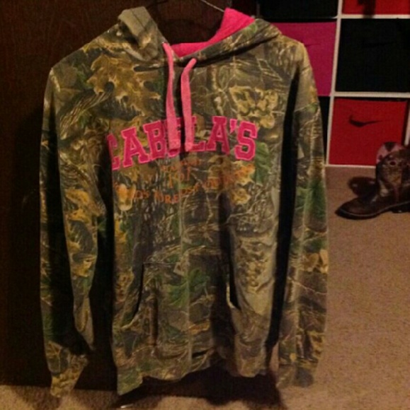 Cabelas pink and camo sweatshirt