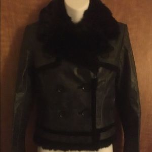 Juicy couture leather jacket with rabbit fur