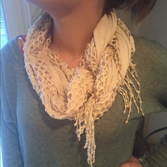 Charming Charlie cream cut out scarf